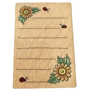 StampCraft 440H10 Notepad Bookplate Daisies & Ladybugs Rubber Stamp
